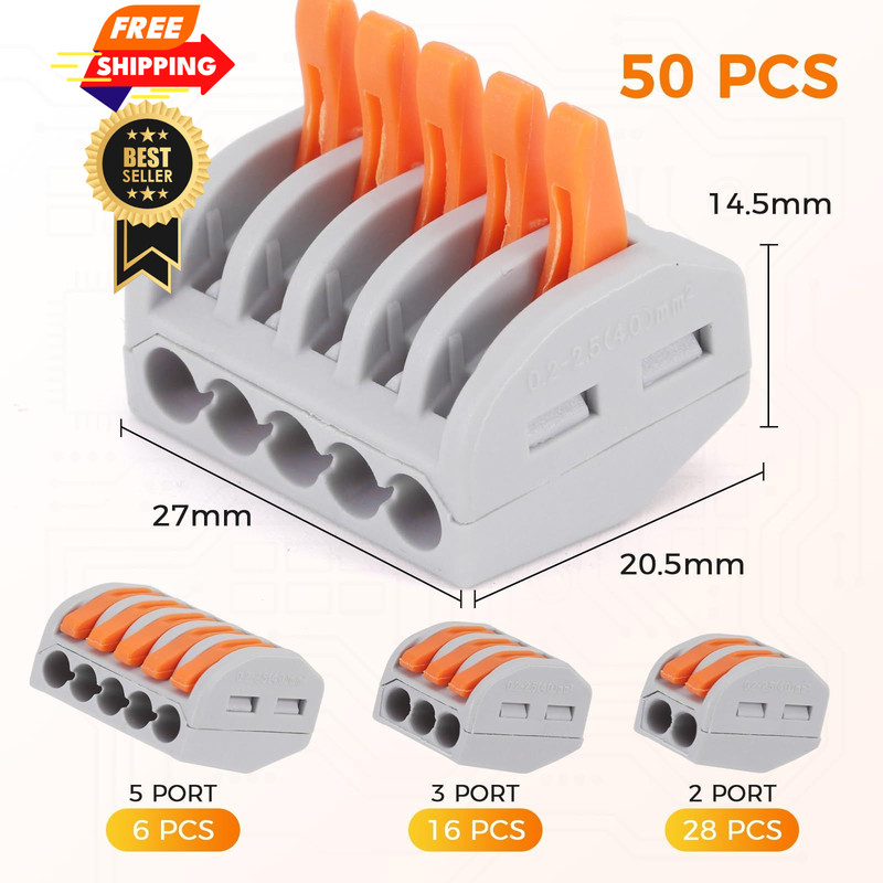 50 Pcs Lever Wire Connectors, 3rd Gen Compact Electrical Splicing Wire... gallery