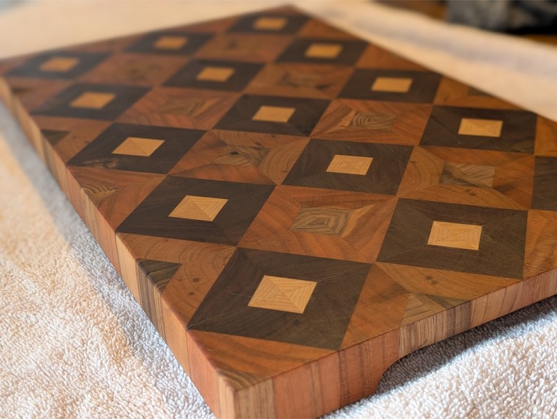Diamond Pattern End Grain Cutting Board, butcher block,knife block, kitchen gift gallery