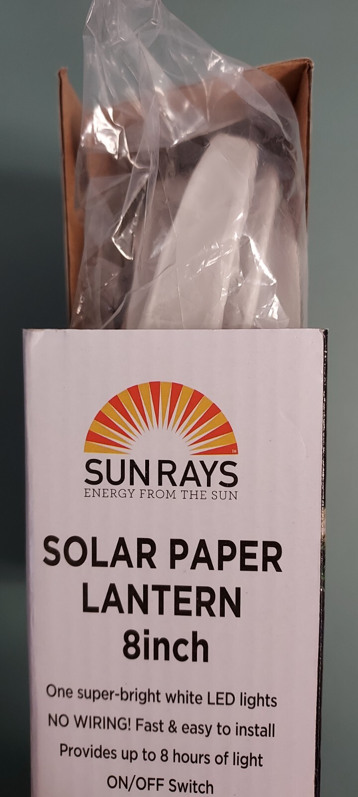 SUN RAYS - SOLAR PAPER LANTERN - 8 INCH - WHITE gallery