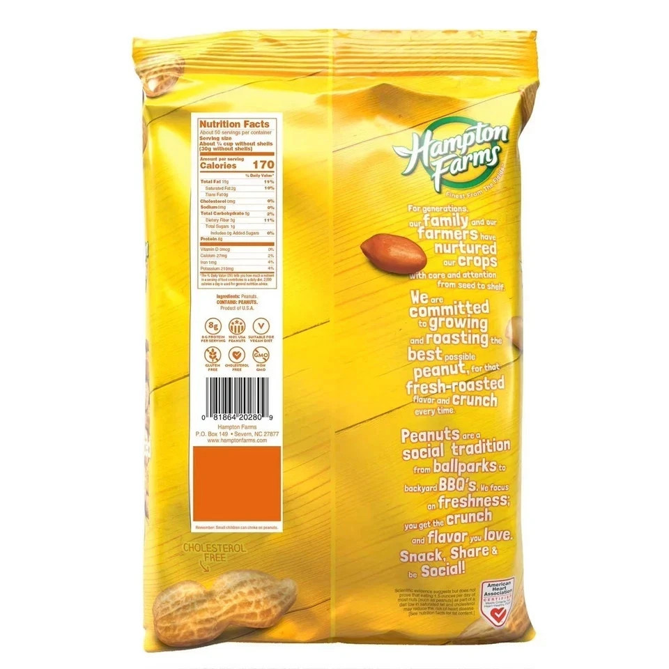 Hampton Farms Unsalted Roasted In-Shell Peanuts, 5 lbs. 2 PACK USA Grown, BEST gallery