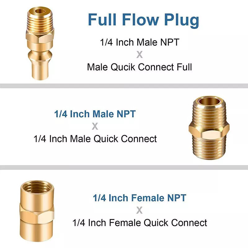 5Pcs RV Propane Quick Connect Fittings Adapter Valve Kit 3/8” Flare X 1/4” NP gallery
