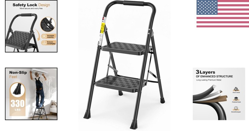 Compact Folding Step Stool with Wide Pedal - Perfect for Every Home Task gallery