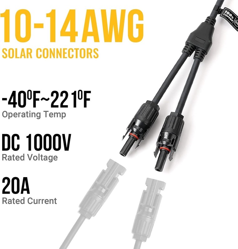 Solar Connectors Y Branch Parallel Adapter Cable Wire Plug Tool Kit for Solar... gallery