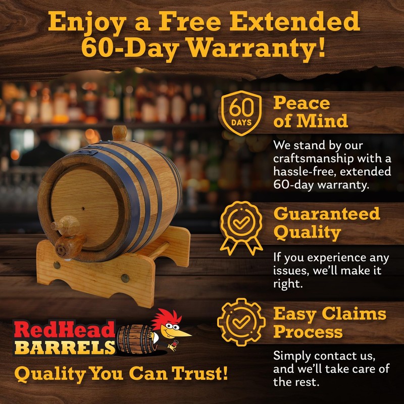 Red Head Barrels - 2 L Premium Distillery-Grade Oak 2 Liter, Brown, black gallery