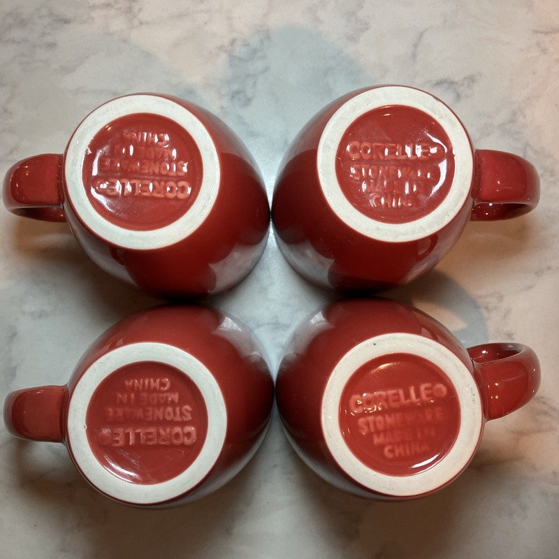 Corelle Stoneware Red Coffee Mug Set Solid Color Round 4-Piece gallery