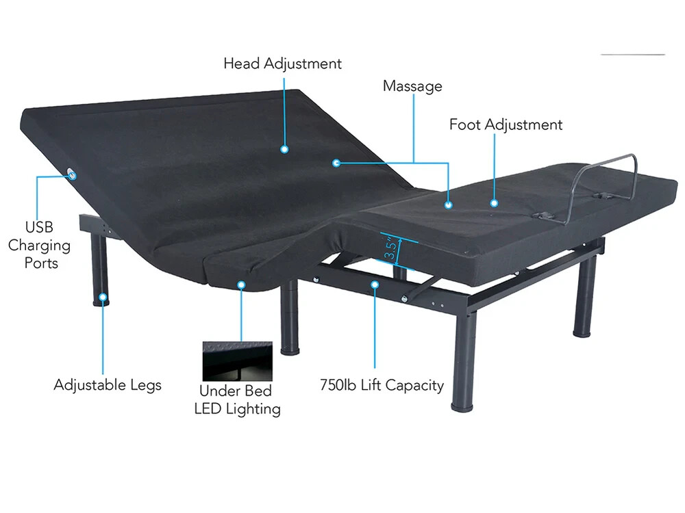Split California King - Head & Foot Adjustable Bases With Massage - MLILY NL300 gallery