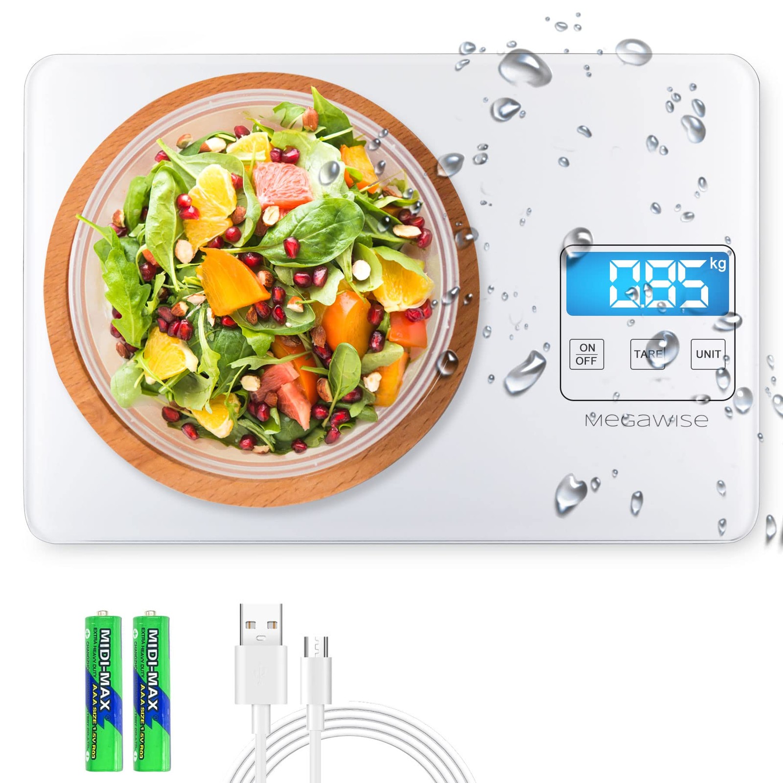 Precision Food Scale, 33lb Waterproof Rechargeable Digital Kitchen Scale, 1g/... gallery
