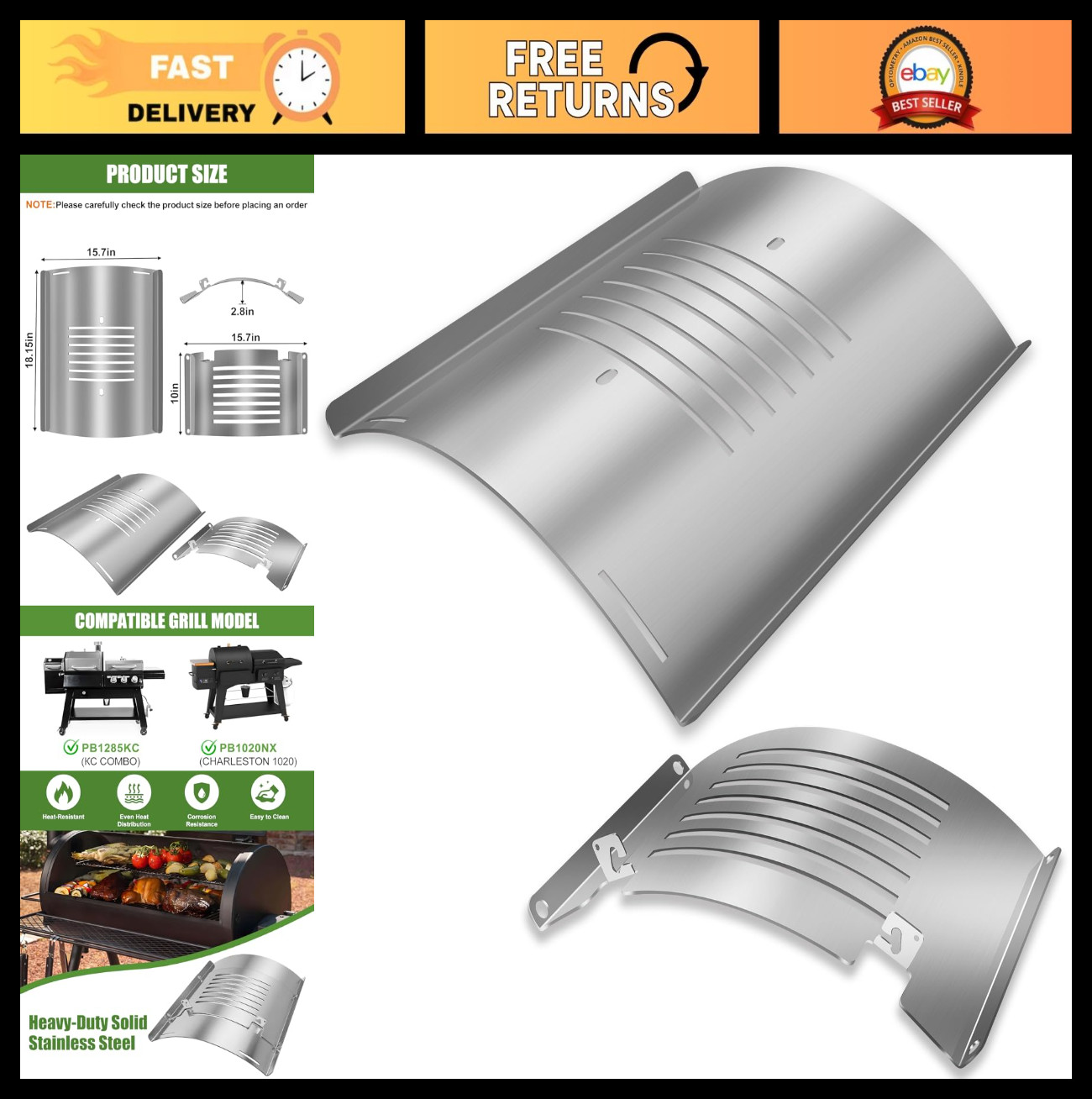 Flame Broiler Kit for Pit Boss Grills - Stainless Steel Replacement Plate & Cove gallery