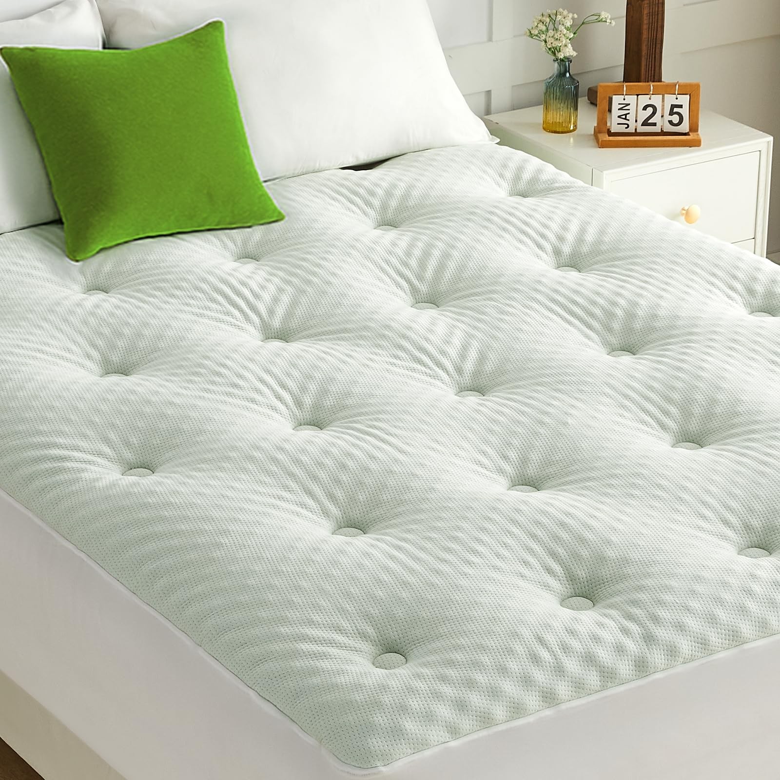 Reversible Queen Mattress Topper Egg Crate Memory Foam Mattress Topper, Visco... gallery