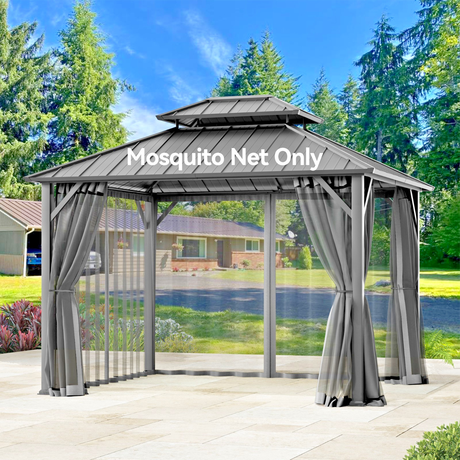 Gazebo Mosquito Netting Waterproof Insect Screen Easy Install Double Zippers gallery