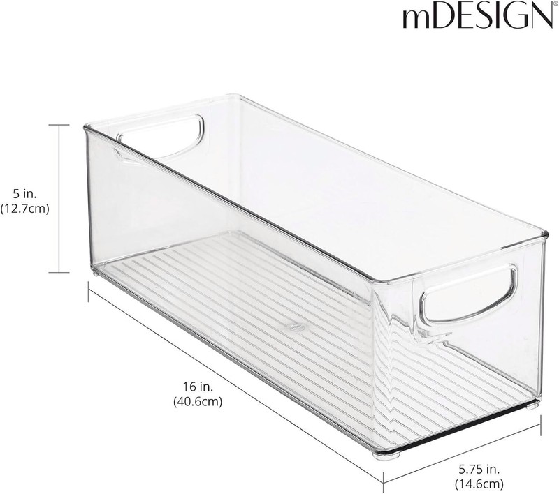 mDesign Plastic Stackable Kitchen Organizer - Storage Bin with Handles gallery
