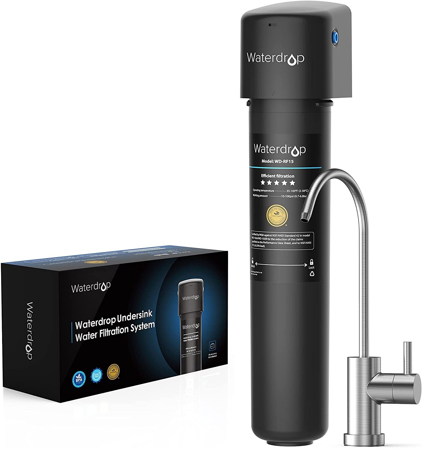 Waterdrop 15UB Under Sink Water Filter System, with Dedicated Faucet, 16K Gal gallery