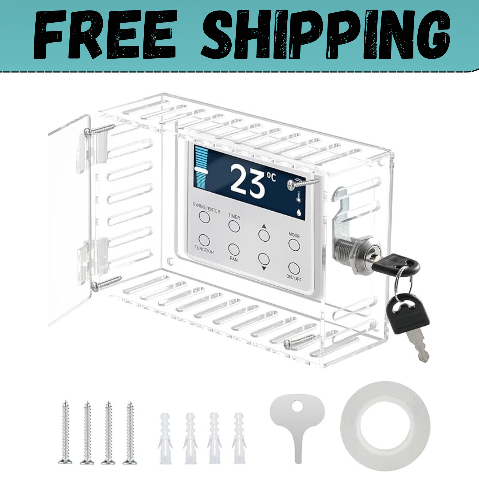 Universal Thermostat Lock Box with Key Clear Large Thermostat Cover Guard Wall gallery