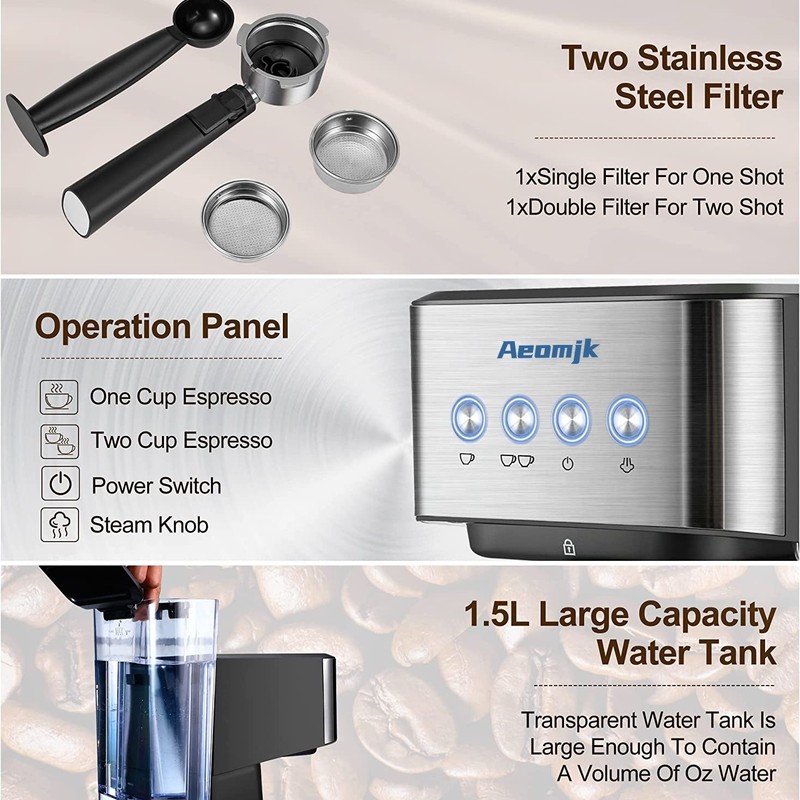 Semi-automatic Concentrated High Pressure Extraction Frothed Milk Coffee Machine gallery