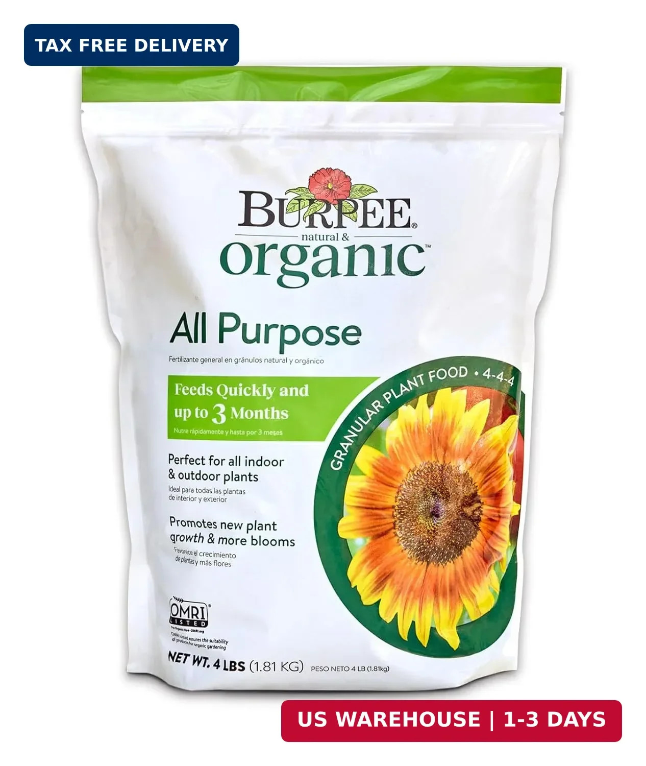Burpee Natural Purpose Granular 4-Lb Organic Food for Growing Strong Plants | Go gallery