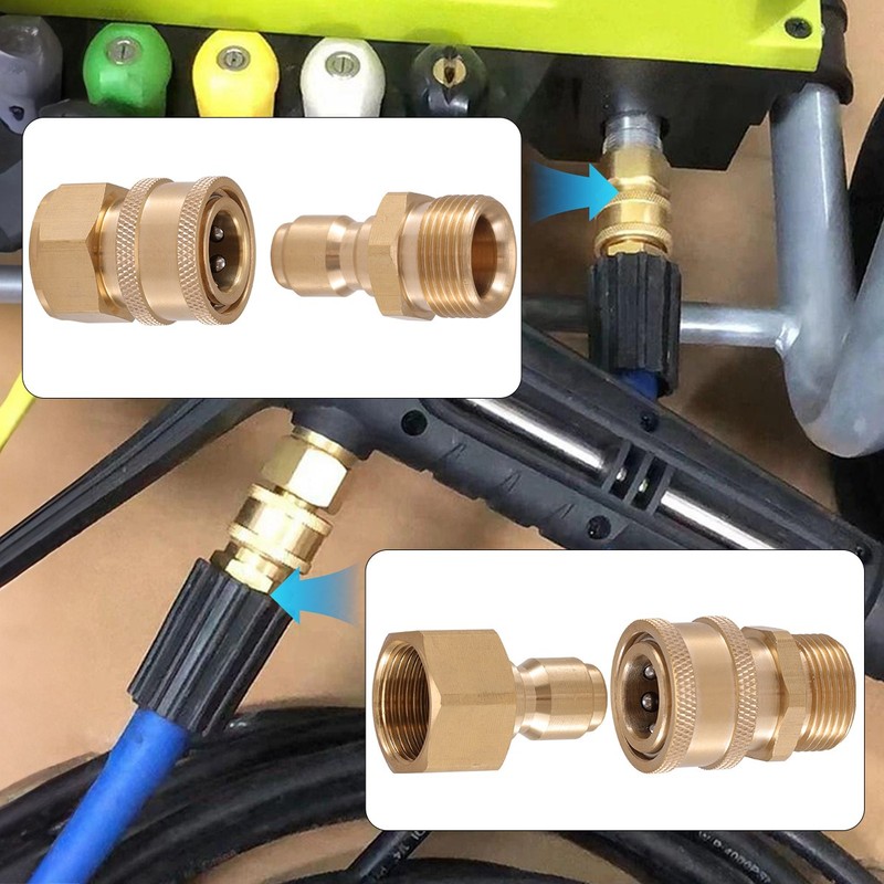 4pcs Pressure Washer Adapter Set M22 3/8" Quick Connect For Power Washer Hose gallery