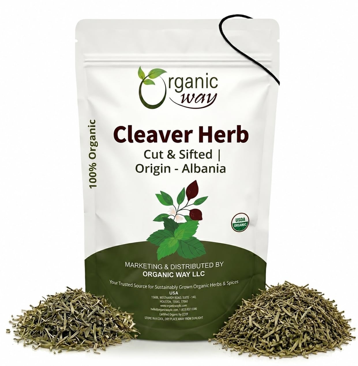Organic Way Dried Cleaver Herb Cut & Sifted - Herbal Tea - Origin Albania gallery