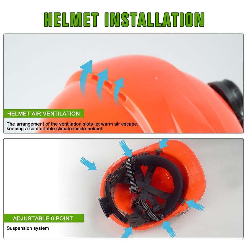 YesRight Chainsaw Helmet with Face and Ear Muffs, Forestry Safety Helmet for Mow gallery