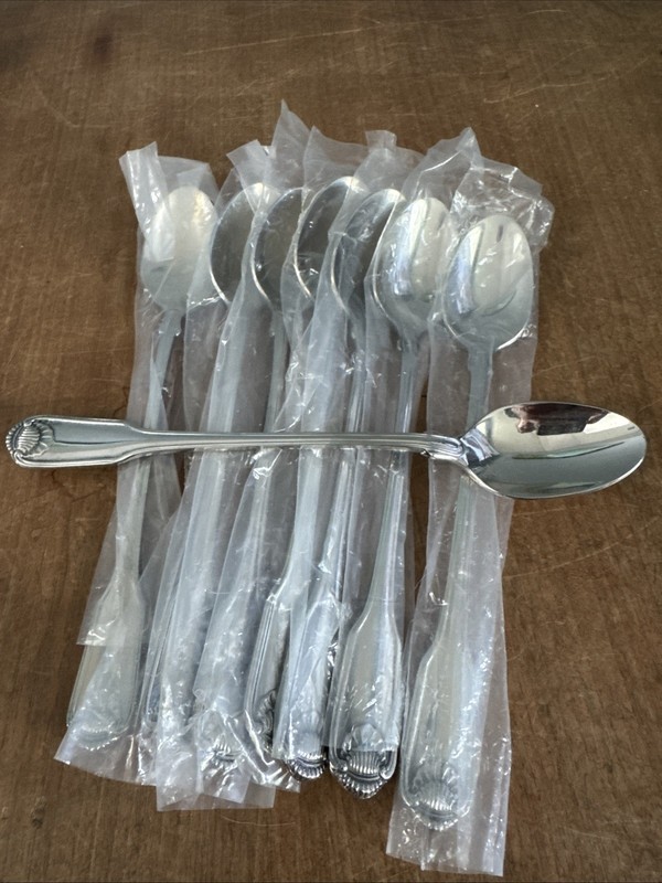 Oneida Classic Shell Cube Mark Iced Tea Spoons Set of 8 Stainless Replacement T gallery