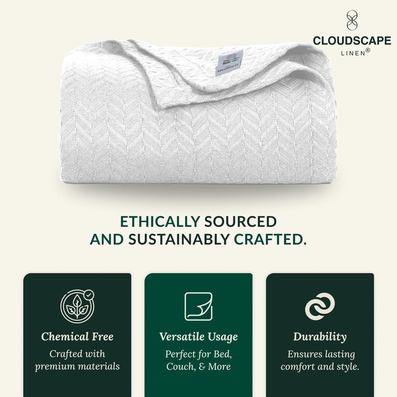 Cloudscape Linen Cloudscape Cotton Throw Blanket For Couch - 100 Cotton Gauze gallery