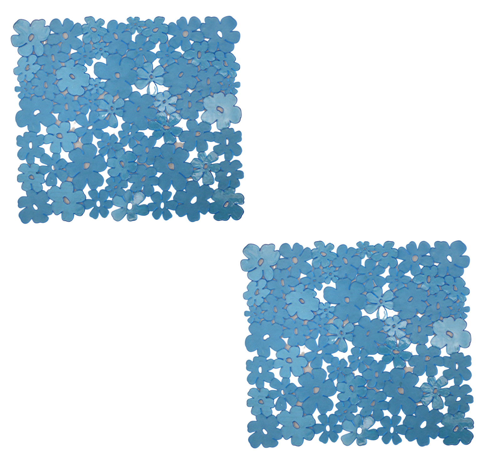 2 Pack Floral PVC Sink Mat Protector Blue Size 11.5" x 10.5" Small To Medium gallery
