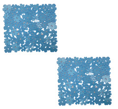 2 Pack Floral PVC Sink Mat Protector Blue Size 11.5″ x 10.5″ Small To Medium
