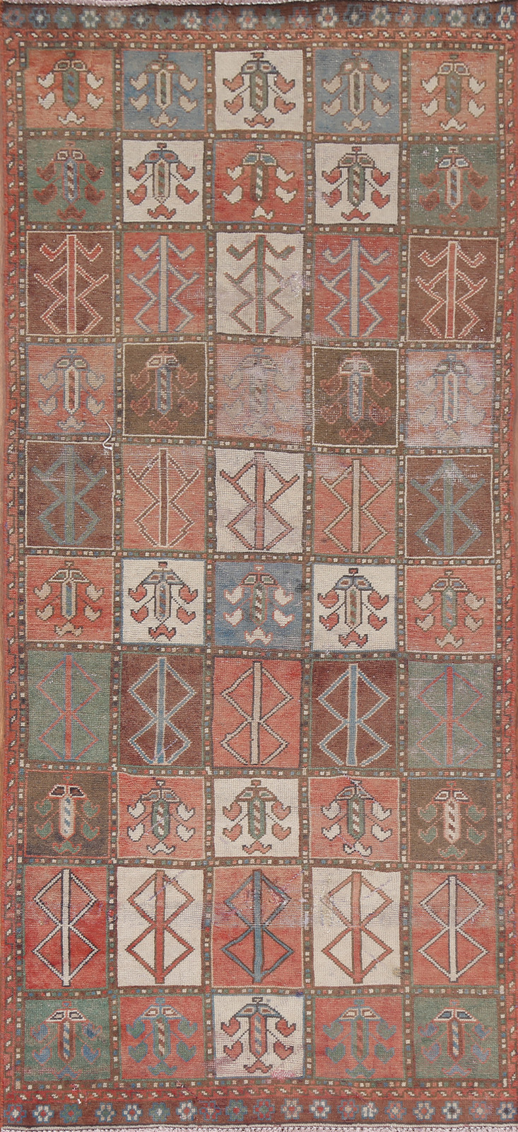 Vintage Handmade Geometric 9 ft Traditional Tribal Wool Carpet Runner Rug 4x9 gallery