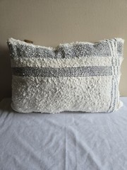 Devi Designs Woven Blue White Stripes Retangle Couch Throw Pillow 100% Cotton