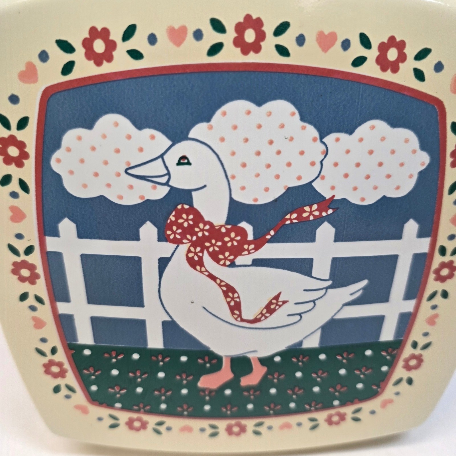 Ullman Co Plastic Storage Container 6x6 Blue Cream Country Geese USA, Vintage gallery