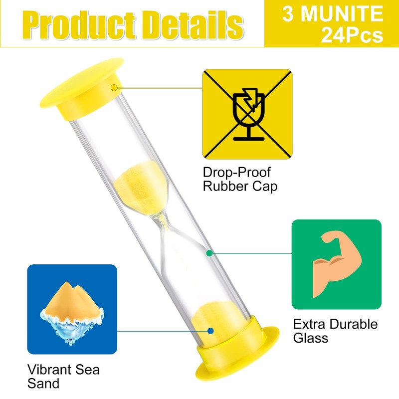 24 Pcs 3 Minutes Sand Timer Kids 3 Mins Timer for Classroom Acrylic Covered H... gallery