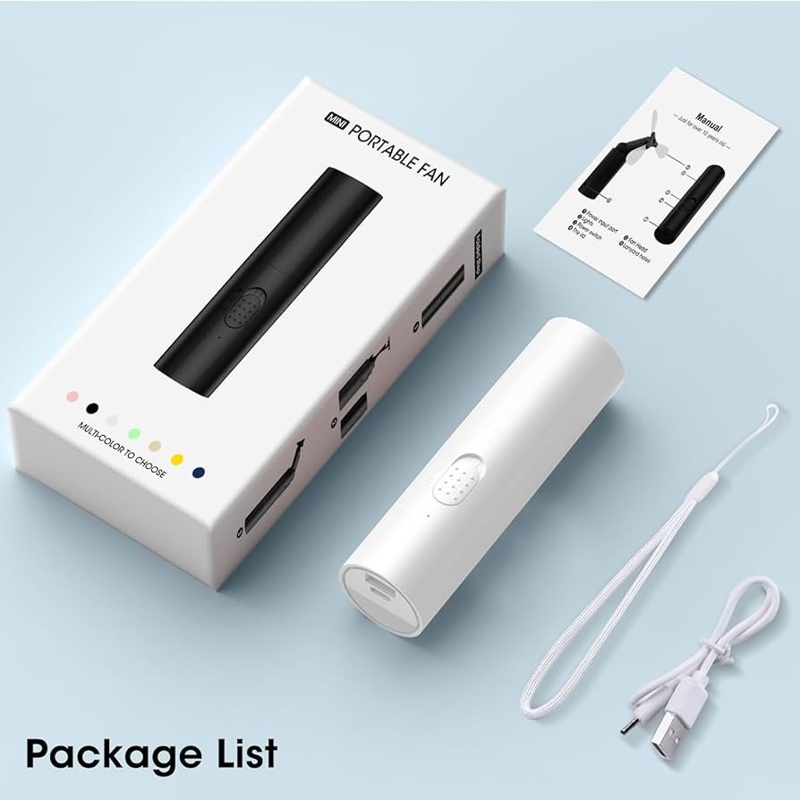 Handheld Or Desktop Mini Fan Portable Rechargeable 3000mAh USB White V38 gallery