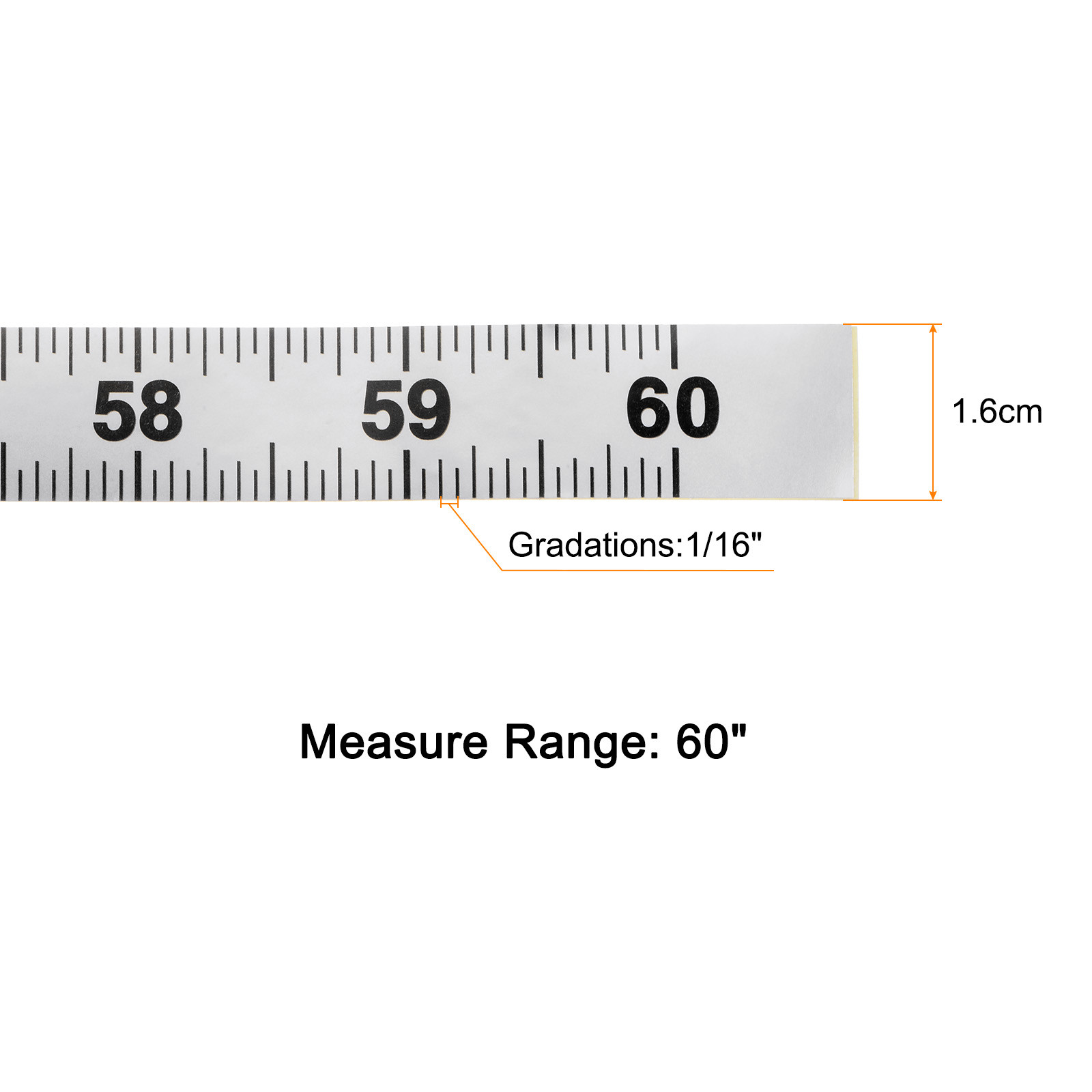 Self Adhesive Measuring Tape 60 Inch English Left to Right Black gallery