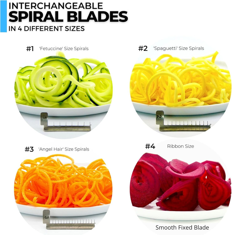 4-Blade Spiralizer Vegetable Slicer and Curly Fries Maker, Stronger than All Pla gallery