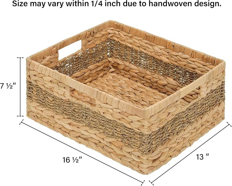 Rectangular Wicker Basket, Storage Basket with Built-In Handles, 1 Piece gallery