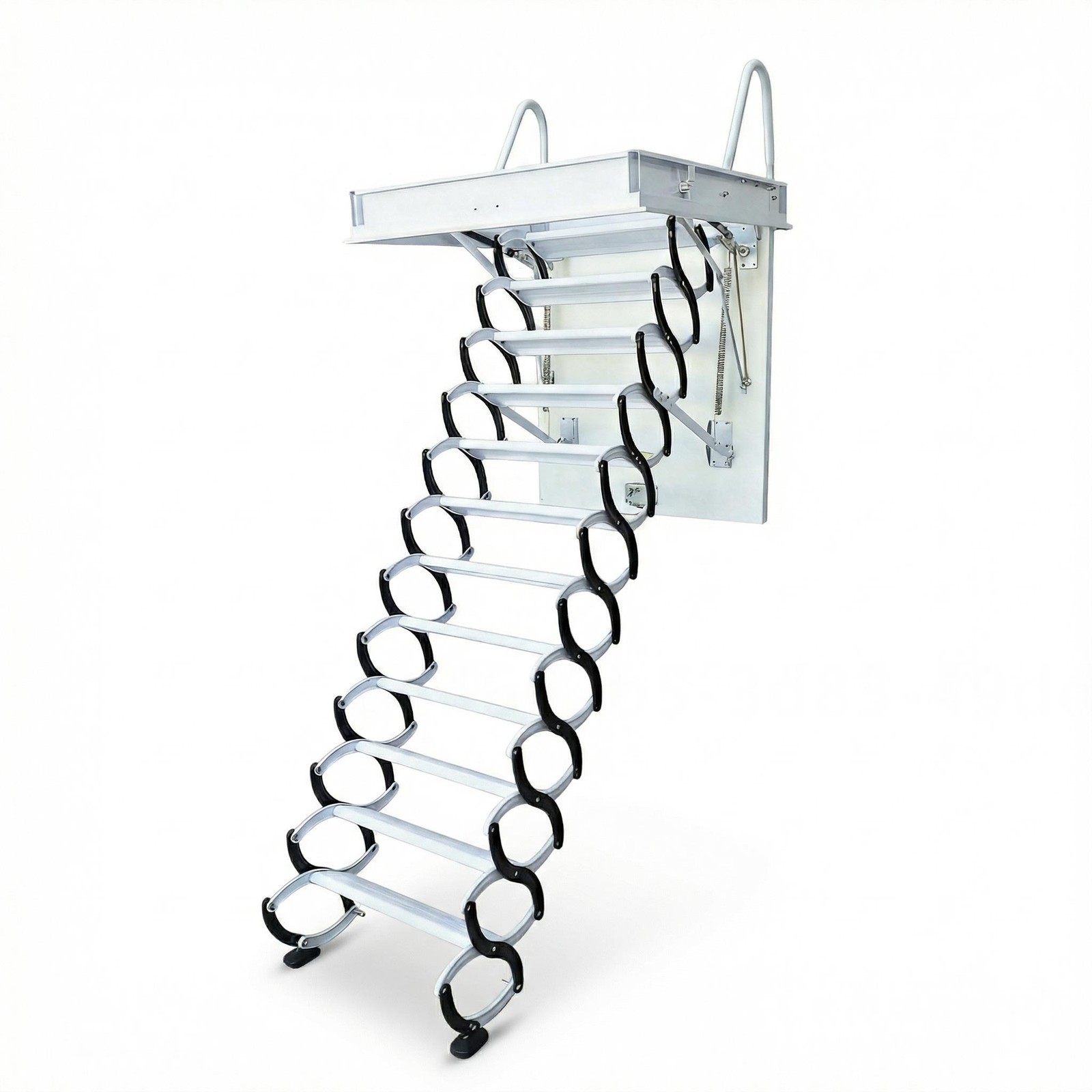 Attic Extension Stairs 12 Steps Alloy Steel 1100LBS for 15FT Ceiling for Garage gallery
