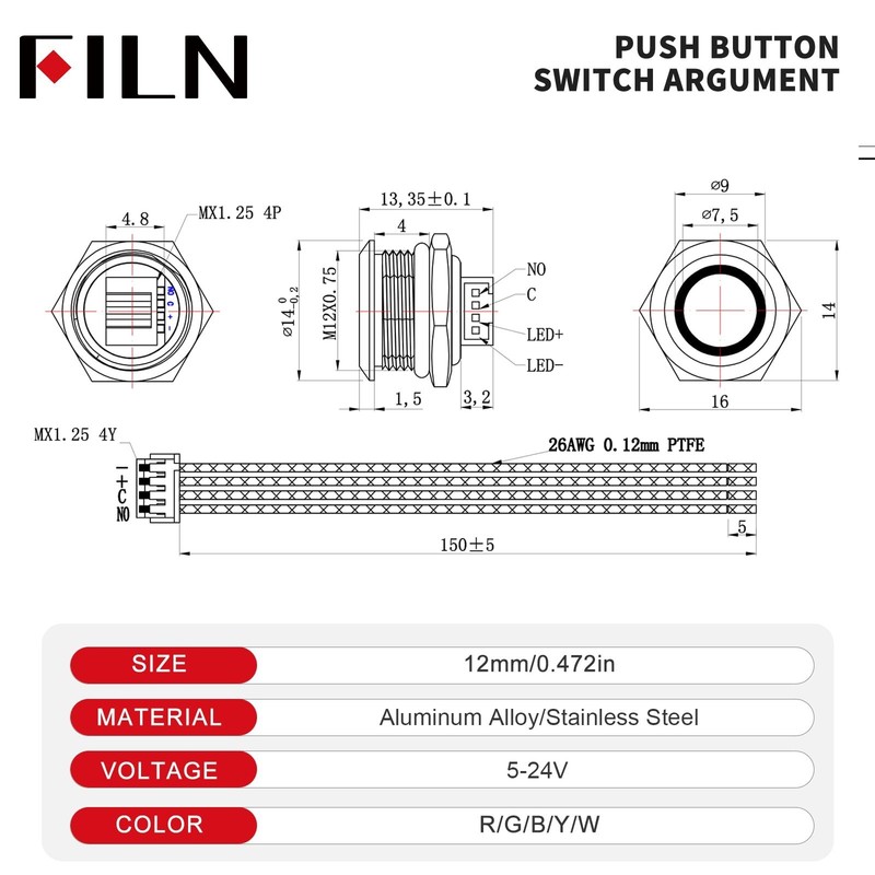 3PCS 12mm Momentary Push Button Switch 12v Touch Power Button Ultra-Thin Swit... gallery