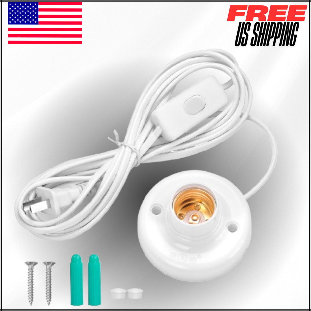 Light Socket 9.84' with Cord E26 E27 Light Bulb Socket WOn/Off Switch Hanging