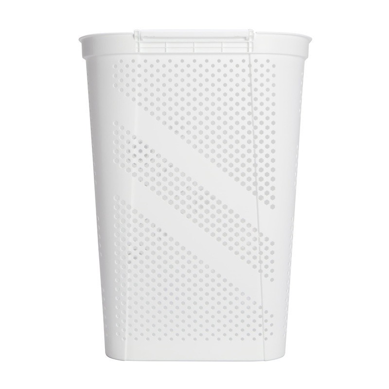 Hinged Lid Laundry Hamper Plastic Ventilated Design W/ Carrying Handles Home Use gallery