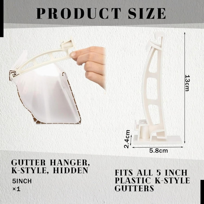 10 Pack 5" Gutter Hangers K-Style Hidden Roof Gutter Support Bracket for Repairi gallery
