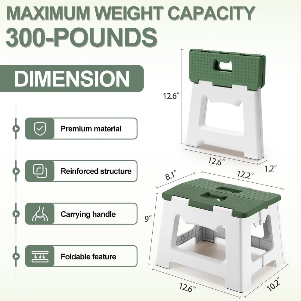 9'' Folding Step Stools for and Adults, Hold Up to 300 lbs, Portable gallery