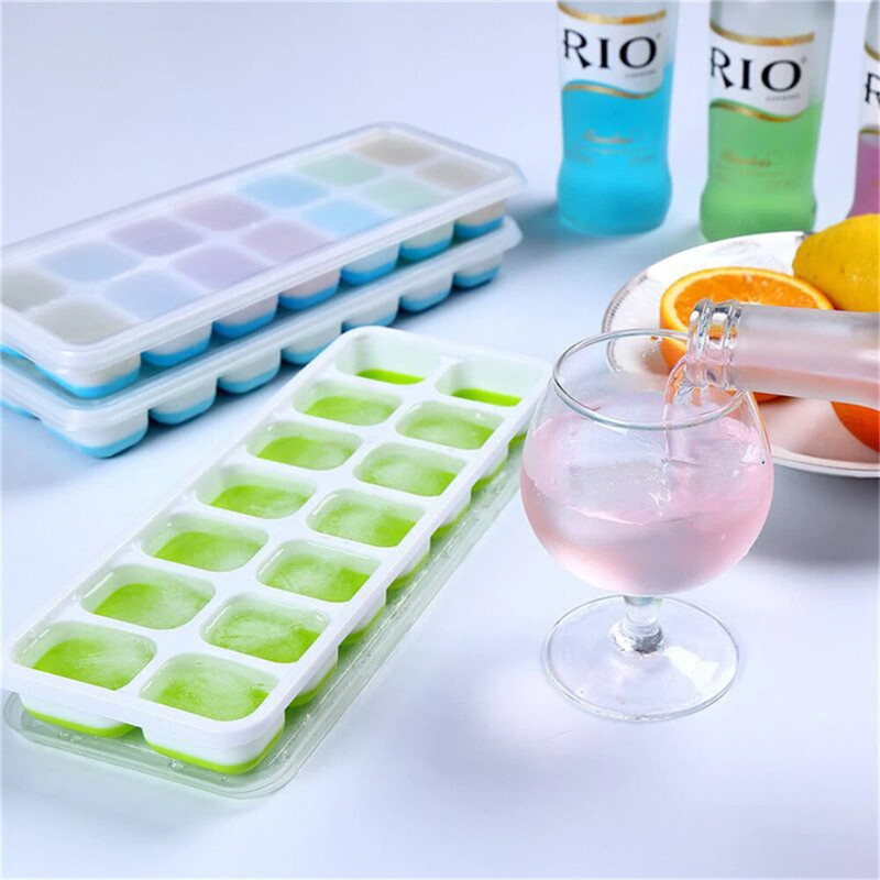 Ice Cube Tray, 4 Pack Silicone Ice Tray, 14 Ice Cube Molds with Lids, Stackable gallery