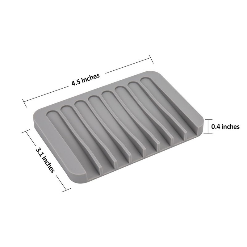 4PCS Self-Draining Silicone Bar Soap Dish and Holders for Medium, White, Gray gallery