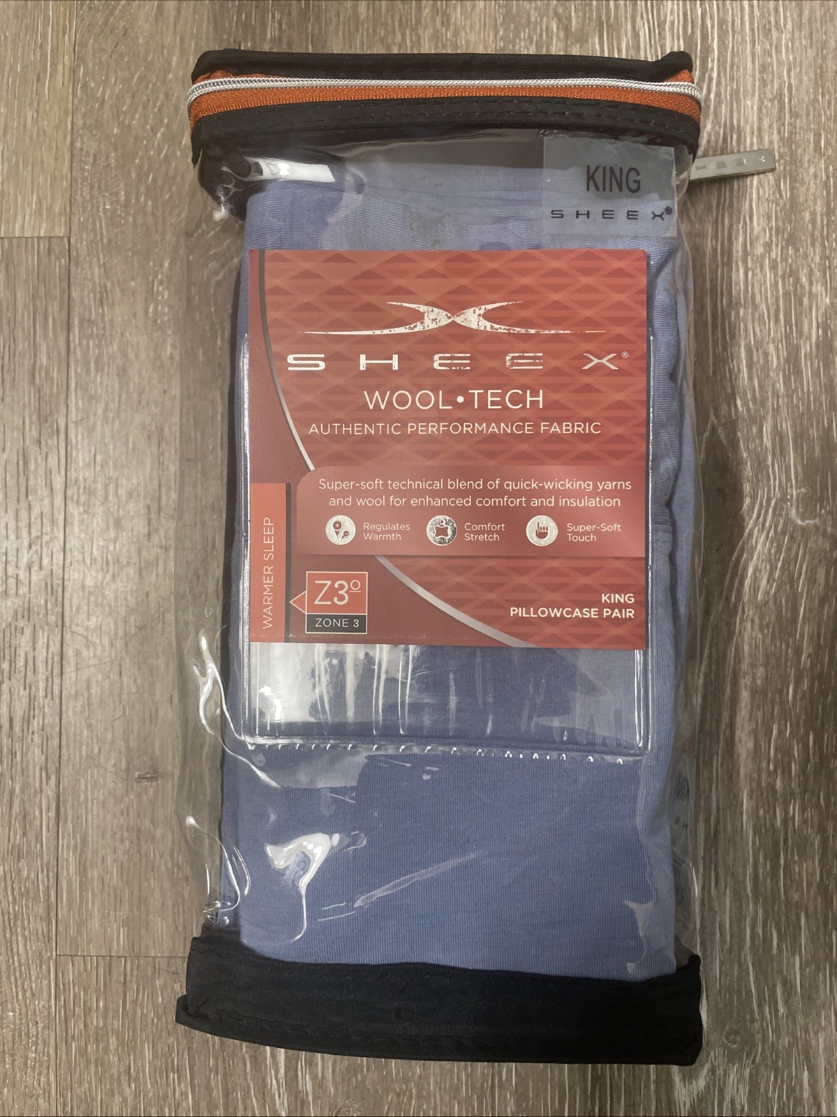 SHEEX Wool Tech King Pillowcases Authentic Performance Fabric Denim Blue Color gallery