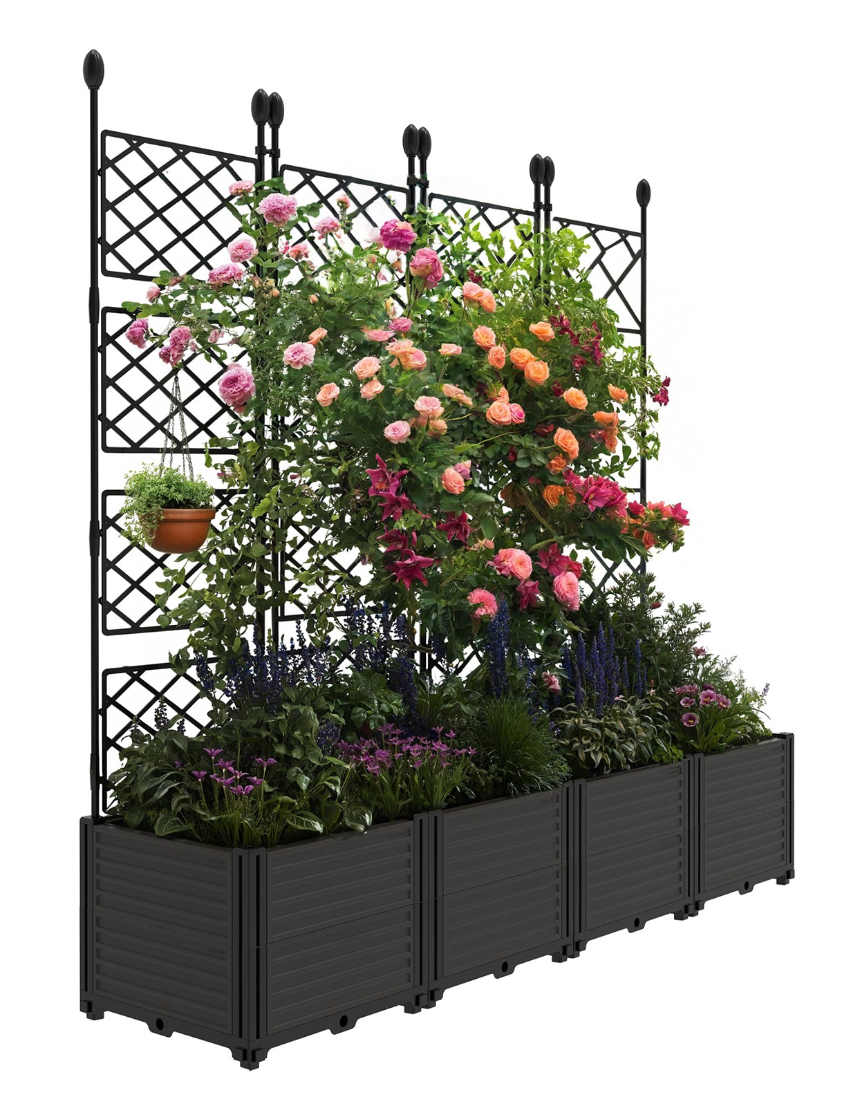 4PCS/Set Planter Box with Trellis Raised Garden Bed for Climbing Plants 63"Tall gallery