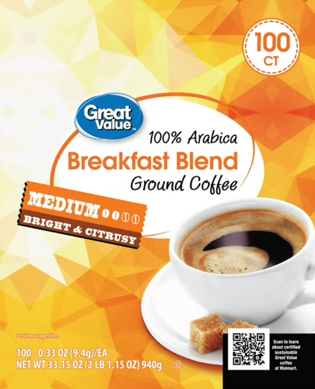 Great Value Arabica Breakfast Blend Coffee Pods Medium Roast 100 Count gallery