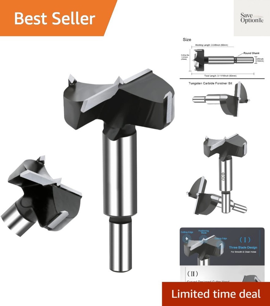1-3/4 Inch Carbide Forstner Drill Bit, Carbide Tipped Bit for Hard Wood, Wood...