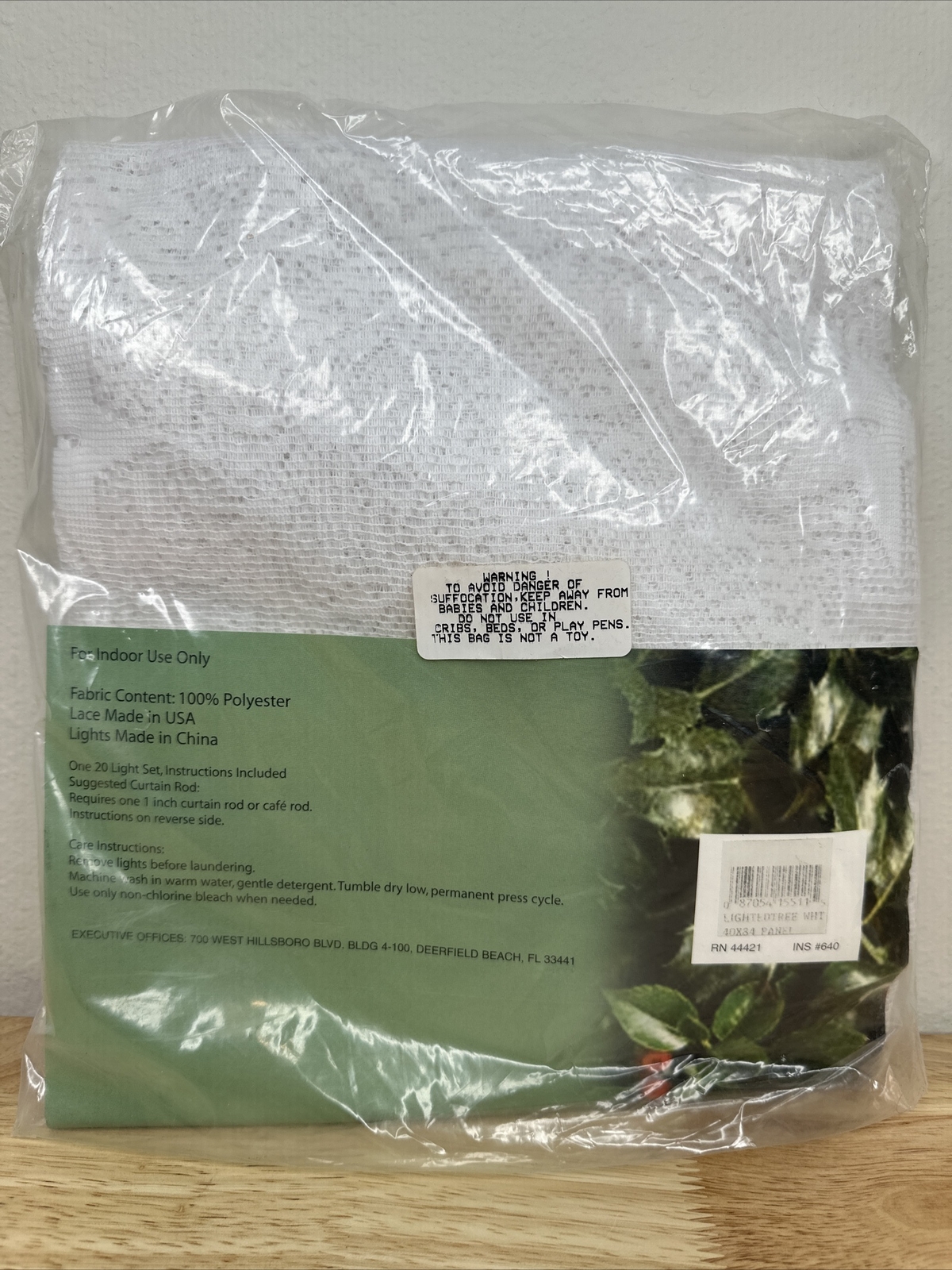 Christmas Tree Lace Curtain Panel 40" x 84" Quaker Lace 20 Light Kit Included gallery