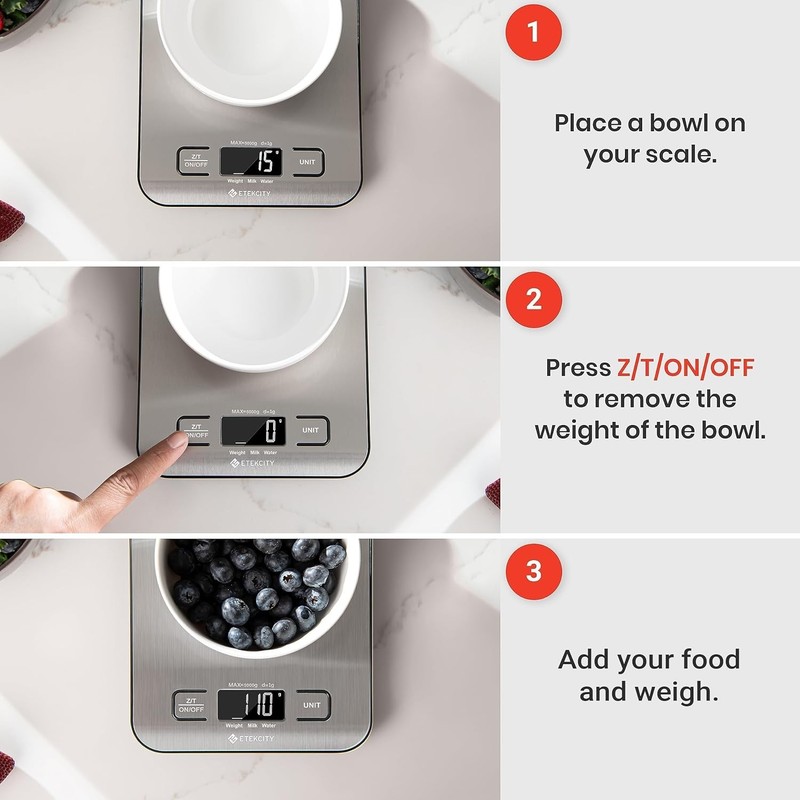 Etekcity Digital Kitchen Scale Stainless Steel LCD Grams Ounces gallery