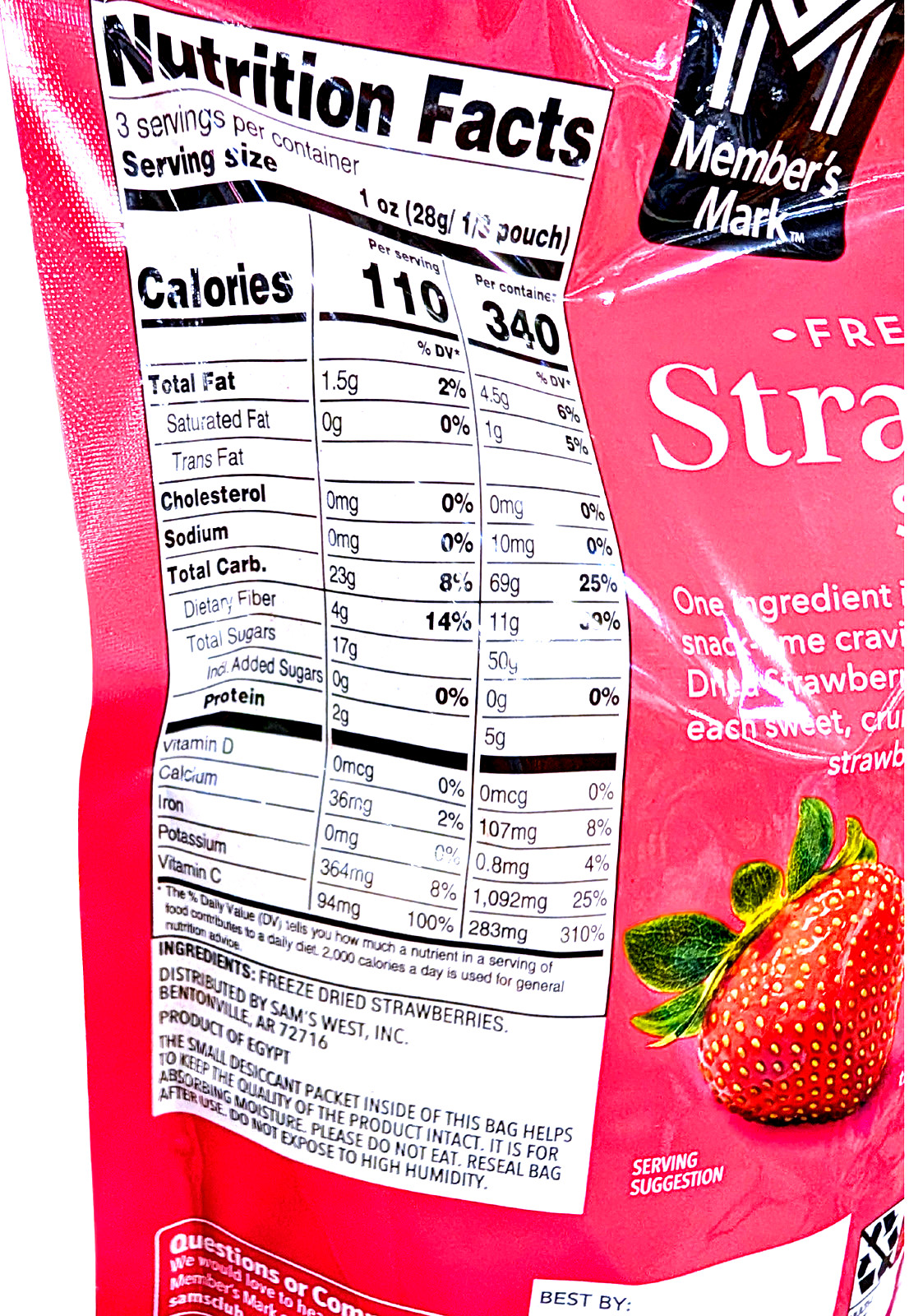 Member's Mark Freeze Dried Strawberry Slices 3 Oz EXP 09/2027 gallery