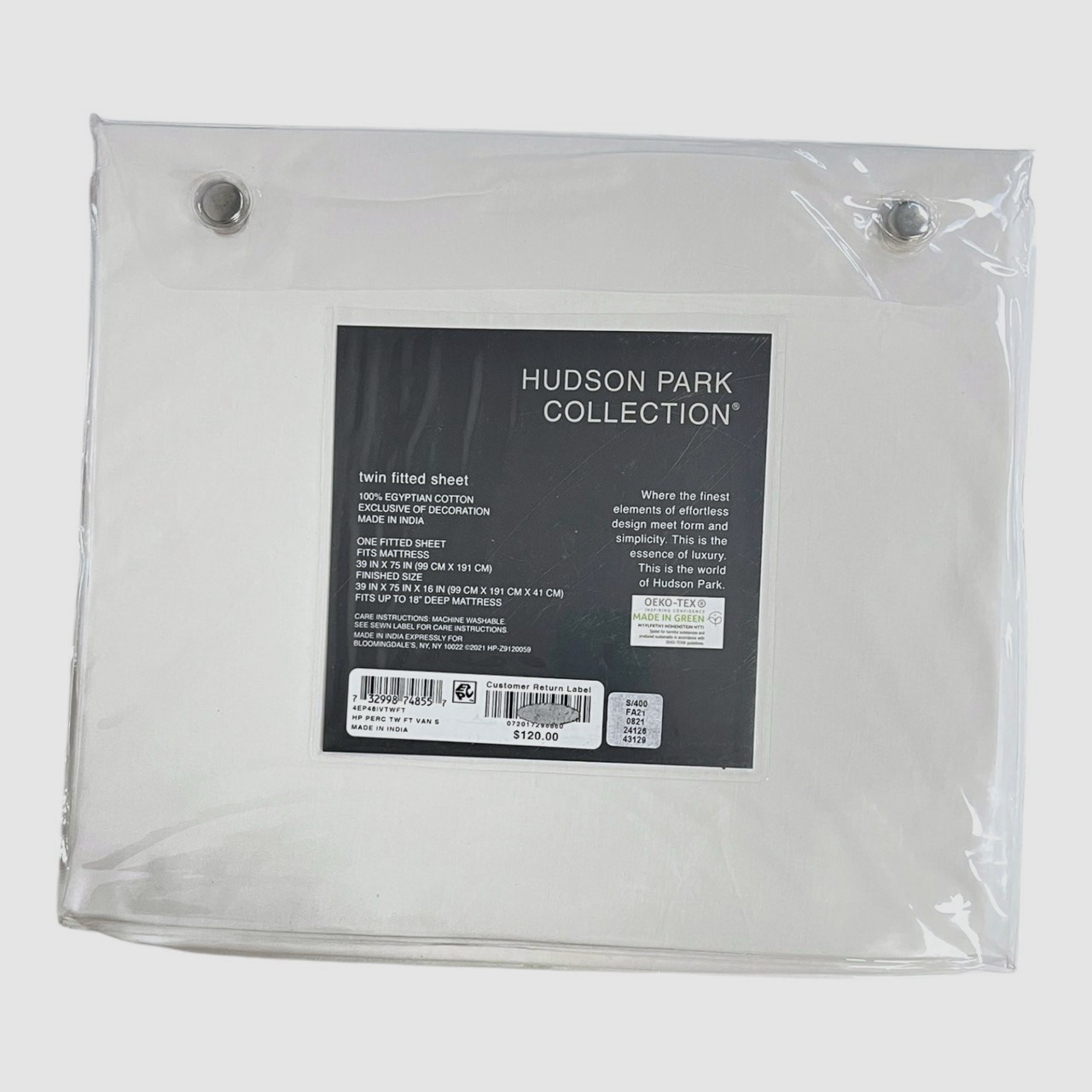 Hudson Park Collection Vanilla Sky Ivory Egyptian Percale Fitted Sheet, Twin gallery